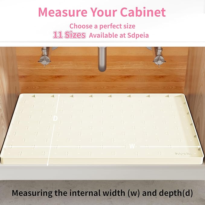 Sdpeia Under Sink Mat 22"×14" Waterproof Silicone Cabinet Liner & Sink Protector for Kitchen & Bathroom, Multi-Purpose Organizers Tray for Pets, Laundry, Cat Litter Mat