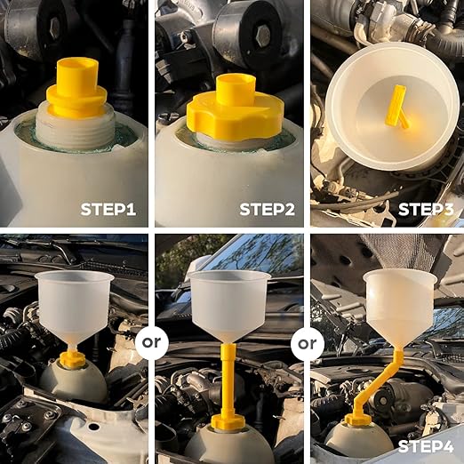Thorstone No-Spill Coolant Funnel Kit, 16-Piece Universal Spill-Free Radiator Coolant Filling Funnel with Adapters