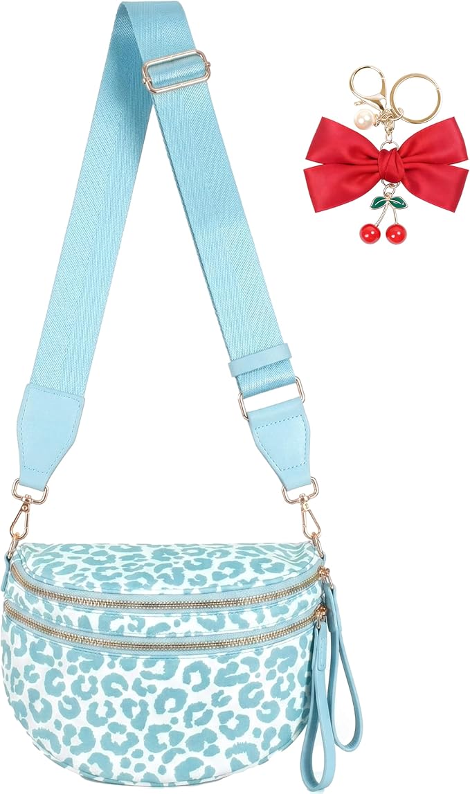 Bum Bag Crossbody Bag for Women | Spacious Bum Bags | Nylon Crossbody Fanny Packs | Purse Belt Purse for Travel Running, Fashion Holiday Gifts (Glacier)