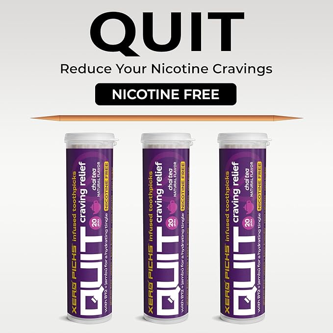 Xero Picks Infused Flavored Toothpicks to Help Quit Smoking - Nicotine Free (Chai Tea, 3 Pack) Non-GMO Kosher Vegan