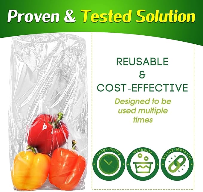60-Pack (30M, 30L) β Reusable Produce Bags For Refrigerator with Twist-Ties, Keeps Fruits, Vegetables & Herbs Fresh Longer, Reusable Vegetable Bags, Extend Shelf Life