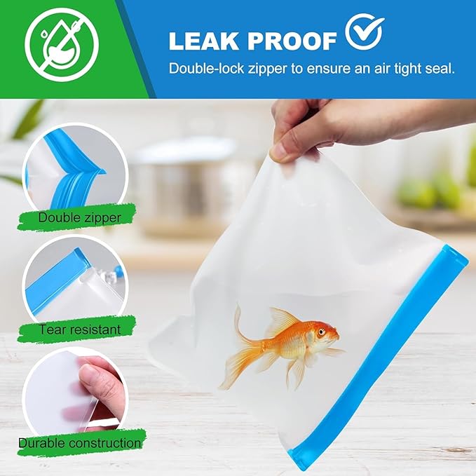 10 Pack Reusable Snack Bags – Extra-Thick, Leakproof, BPA-Free Food Storage Bags – Dishwasher Reusable Freezer Bags, Ideal for Sandwiches, Snacks, Cereal, Travel & Home Organization (Blue)