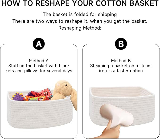 MiniArk Small Storage Baskets for Organizing | Closet Organizer Bins | Shelf Toy Basket | Woven Rope Baskets | Cube Decorative Box | Shallow Basket | 13x8.5x5.1” | 3 Packs Rainbow