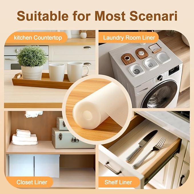 FEXIA Shelf Liners for Kitchen Cabinets Non-Slip Drawer Liner 20 Inches x 20 FT Waterproof & Oil-Proof Non Adhesive Durable Material Fridge Liner for Shelves