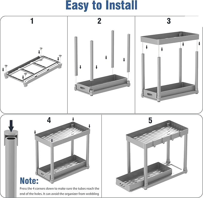2 Pack Pull-Out Storage Organizers, Under Sink Organizer and Storage for Bathroom & Kitchen,Multi-Purpose Under Cabinet Organizers and storage Black