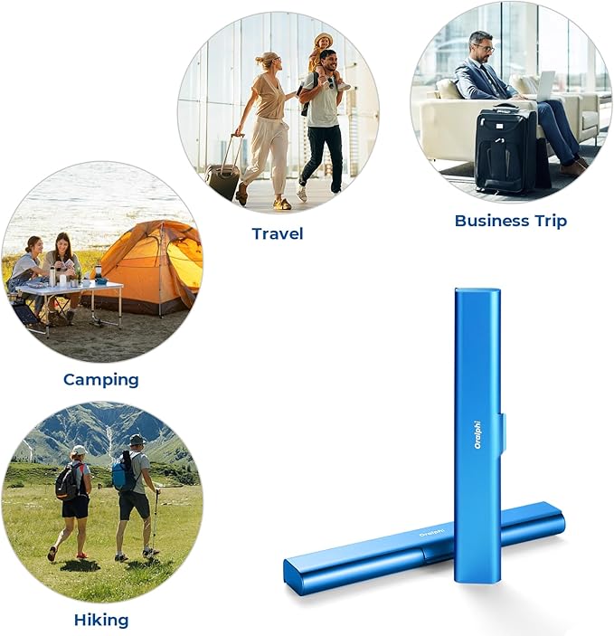 Aluminum Toothbrush Travel Case, Portable Travel Toothbrush Holder, Durable Manual Toothbrush Box Container for Traveling, Bathroom, Camping, Business Trip-Blue