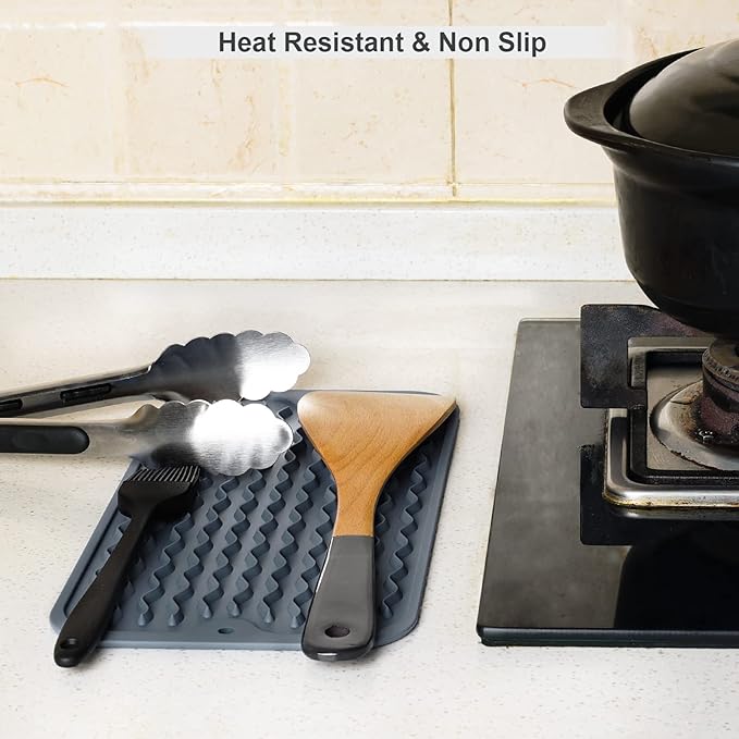 ZLR Silicone Dish Drying Mat for Kitchen Counter, Eco-Friendly Fast Dry Dish Mat, Easy Clean Multi Usage Drying Matt, Heat Resistant Trivet, 6" x 12" Extra Small, Dark Gray