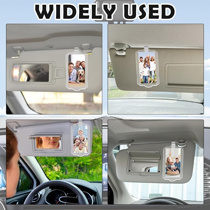 2Pcs Car Hanging Photo Holder, Universal Magnetic Car Picture Frame Rear View Mirror Accessories Personalized Transparent Acrylic Ornaments Decor for Dads Gift