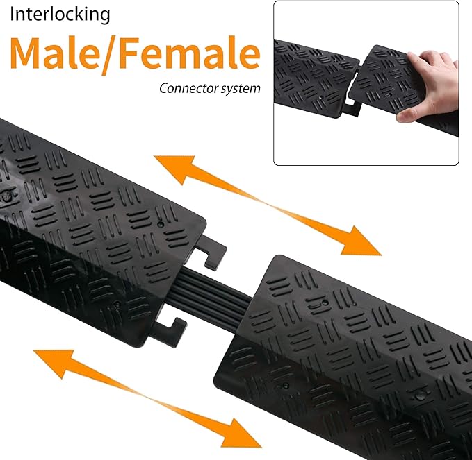 Small 2 Pack - Floor Cord Cover Cord Protector Drop Over Drop Trak Cable Ramp for Office Warehouse - Black