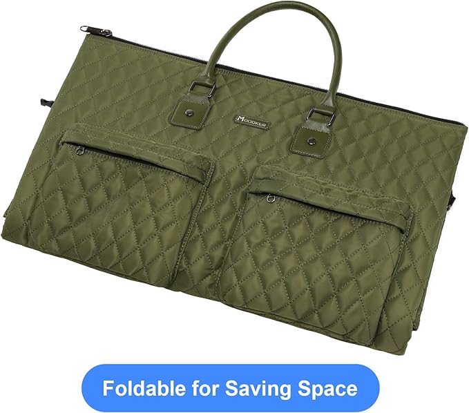 Womens Convertible Garment Bags for Travel, Modoker Waterproof Carry On Garment Bag Garment Duffel Bag - 2 in 1 Hanging Suitcase Suit Travel Luggage Bag, Green