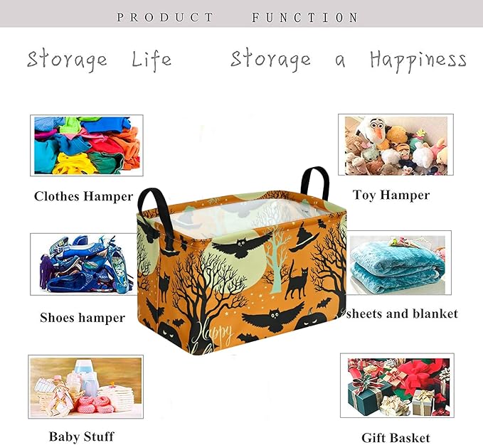 KUNRO Owl Pattern Storage Basket Gift Shelf Basket Storage Bin, Nursery Basket Organizer Box for With Handles for Room Deco