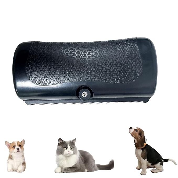 Metal Comb - Short Hair Dog Grooming Tool for Cats, Dogs & Horses, Stainless Steel Hair Removal Brush for Shedding Control & Skin Massage