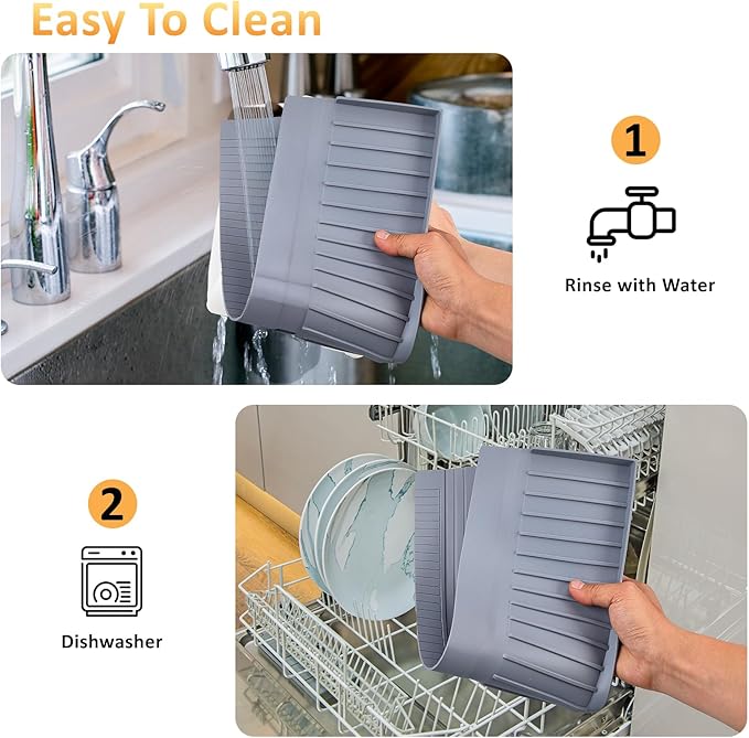 AyNirser Sink Edge Protector with Suction Cup 14" 20" 24" 30", Silicone Sink Splash Guard for Kitchen & Bathroom, Protect Countertop from Scratches, Stains, for Stainless Steel Granite Quartz-Grey