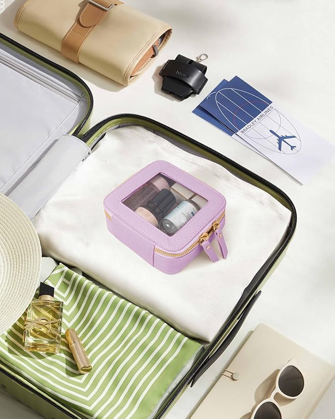 Travel Clear Makeup Bag Set, TSA Approved Cosmetic Bag Case with Zipper Portable Makeup Pouch Toiletry Bag Women Traveling Cosmetic Organizer Storage Bag Car Organizer Car Essentials for Women