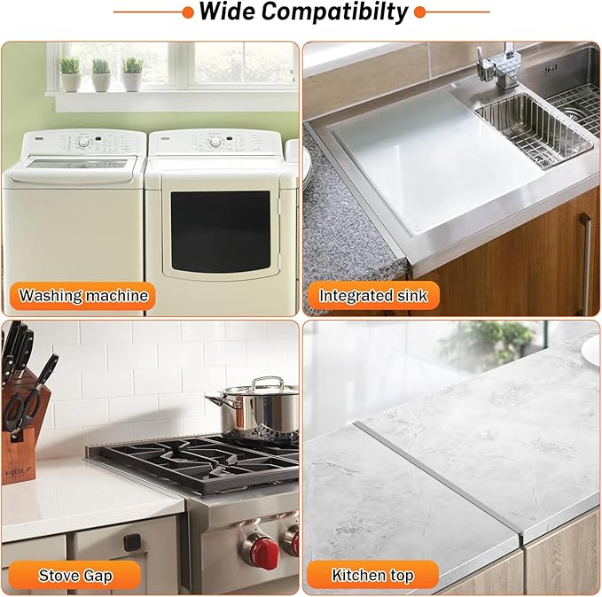Stainless Steel Stove Gap Covers (2PCS),Stove Gap Filler,Range Trim Kit,Stove Guard for Kitchen Oven Gap Between Stovetop and Counter,Easy Clean Heat Resistant,Adjustable Length 13.8'' to 27.5''Silver