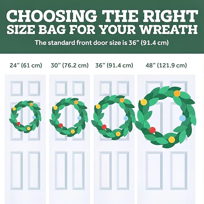 ZOBER 2 Pack Oxford Christmas Wreath Storage Container 48 Inch - Wreath Bag for Artificial Wreaths Box - Waterproof Fabric, Dual Zippered Wreaths Storage Bag With Strong Durable Handles - Red