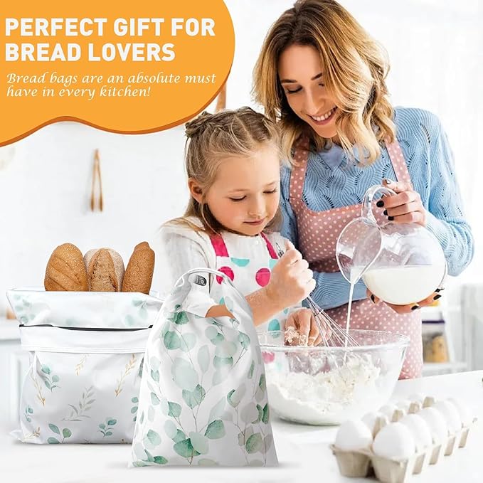 4 Pcs Reusable Beeswax Bread Bags for Homemade Bread 17" x 12" Sourdough Storage Bags with Food-Grade TPU Lining Food Wraps to Keep Fresh Loaf Freezer Baker Baking Supplies (Green)