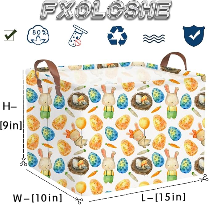 Rectangular Easter basket,Easter basket empty,Kids Storage Baskets for kids Bedroom,Gift bin,Kids Storage Bin,Easters gift baskets,Kids home Decor(Rabbit Easter egg)