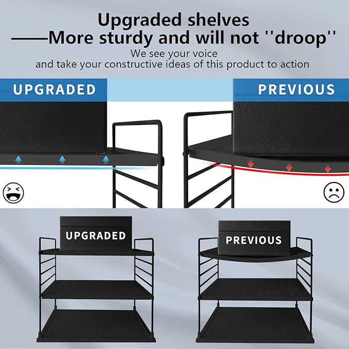 WANCHIY Upgraded Cabinet Organizers and Storage -Divided Compartment Holder for Plastic Bag, Wrap, Foil, Snack and Box for Kitchen and Pantry Organization and Storage, Kitchen Organization(Black)