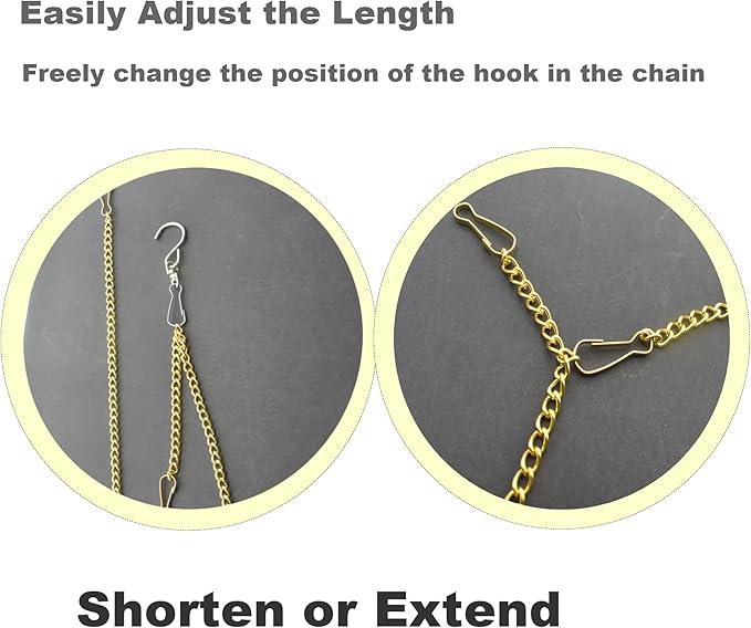10 Pcs Fine Hanging Chain(1.2mm Dia.) Small Hang Bracket Decorative Replacement Link Chains Hooks for Sign Planter Bird Feeders,6 inch Long Gold Metal Chains and 5 Pcs Swivel S-Hooks