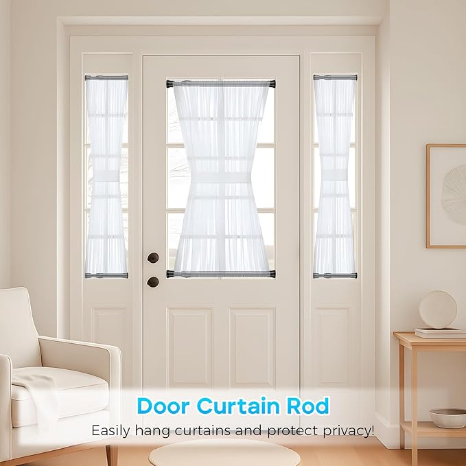 Tension Curtain Rod 28-48 inch Small Tension Rods Black Adjustable Spring Tension Curtain Rods 6PCS Mini Curtain Rod Short for Cupboard Closet Rod Kitchen Drawers No Drill Cupboard Cabinets