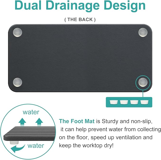 Diatomite Stone Sink Tray Drying Mat for Kitchen Sink Bathroom Counter Trays Diatomaceous Earth Dish Water Absorbing Stone Quick Dry Soap Tray Dispenser Holder Black Bathroom Decor Accessories