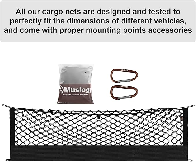 Muslogy Envelope Style Trunk Cargo Net Compatible with 2023 2024 2025 2026 Kia Sportage Accessories Stretchable Cargo Organizer Upgraded Mesh Storage Luggage Net with Metal Hooks
