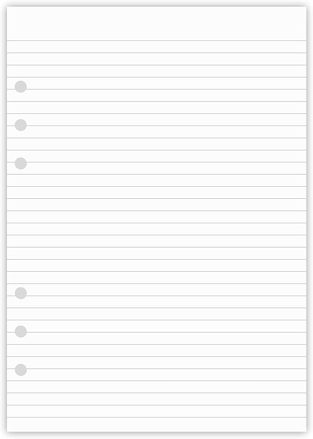 (3-Pack) A5 Lined Refills Paper for Filofax Planner/Binders/Organizer, 6 Hole Punched Loose Leaf Paper, Total 300 Sheets/600 Pages, 100gsm, White, 148 x 210mm