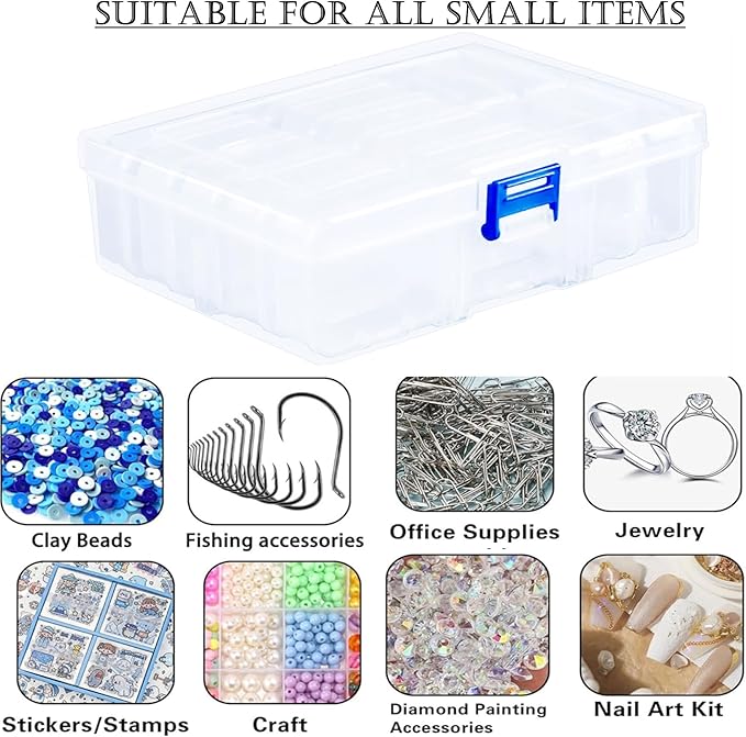 Small Bead Organizers, 15-Piece Plastic Storage Cases with Hinged Lid – Clear Mini Craft Supply Box for Beads, Jewelry, Nails, Rhinestones & DIY Accessories