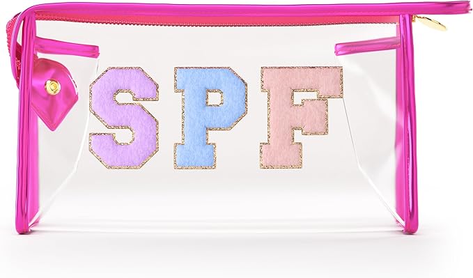 Embla Makeup and Lotion Bag - Waterproof Makeup and Sunscreen Pouch for Travel, Beach, Pool - Clear Zipper Pouch for Sunscreen and Cosmetics Storage, Durable Make Up Organizer for Beach Bag Essentials