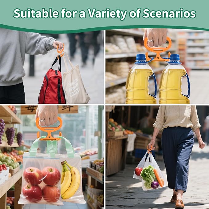 2-Pack Grocery Bag Carrier, Heavy Duty Grocery Bag Holder, Each Holds Up to 100lbs โ Comfortable Grip for Carrying Shopping Bags, Grocery Bags, Buckets & More, Reusable & Easy to Carry