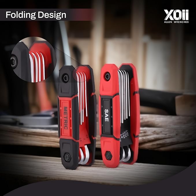 17PCS Folding Allen Wrenches Sets | Pack of 2 Metric & SAE Hex Set โ Durable & Portable Allen Key Set & Hex Wrench Tool for Home, Bike, Automotive, and DIY Repairs