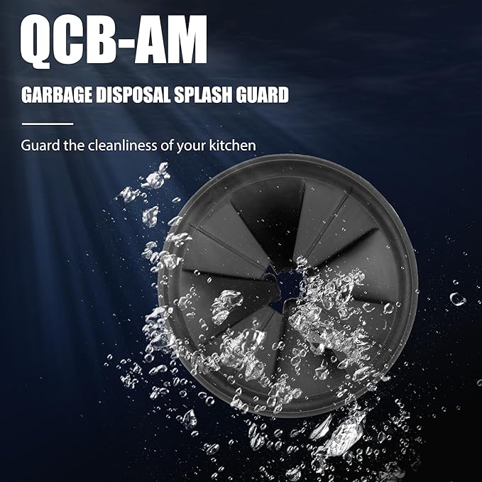 3 3/8" Garbage Disposal Splash Guard Sink Baffle QCB-AM Replacement for InSinkErator Evolution Series, Upgraded Funmit Removable Quiet Collar Drain Plugs, Garbage Disposer Accessories, Black
