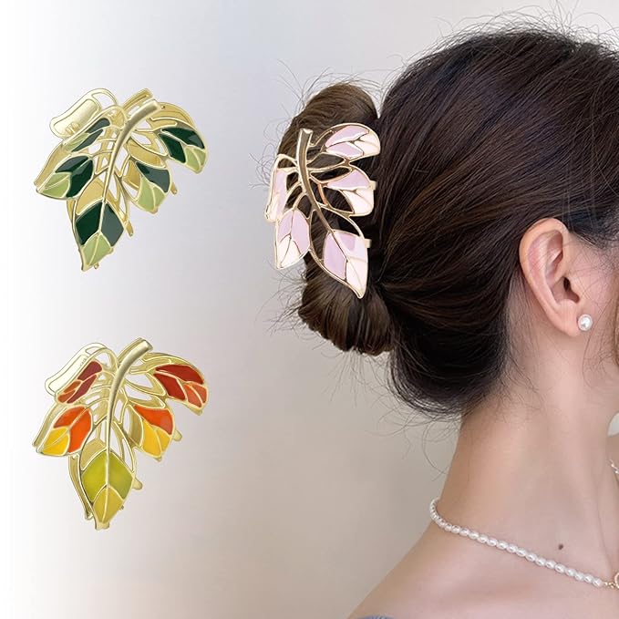 3-Piece Floral Metal Hair Accessories in 3 Colors: Barrettes, Claws, and Clips for Thin to Thick Hair - Elegant, Strong Hold, and Non-Slip