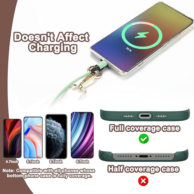 XANGNIER Clip and Go Strap for Phone with Wallet Crossbody, Phone Strap with Zippered Wallet, Adjustable Anti-Theft Cellphone Lanyard for Women, Cellphone Chain Accessories, Multicolor 11