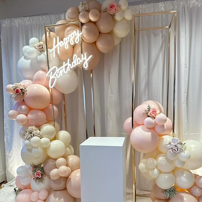 Boho Balloon Arch,Beige Balloons Garland Arch Kit,120Pcs Peach Ivory White Latex Balloons with 18/12/5 Inch Different Sizes for Bridal Baby Shower Girl Birthday Wedding Decorations