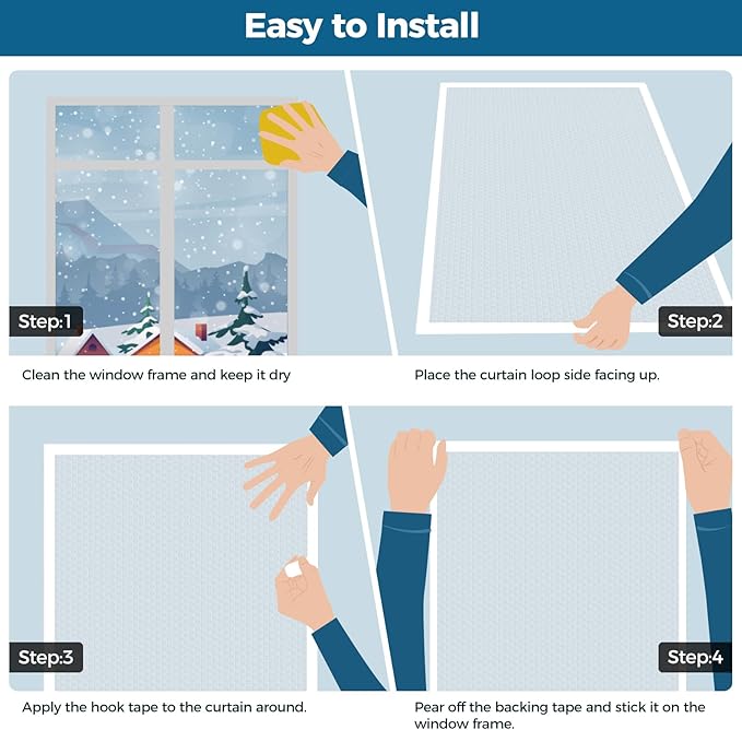Window Insulation for Winter, Curtain Size 46 Inch x 62 Inch, Thermal Insulated Plastic Bubble for Winterizing, Fits to 44" x 60" Window to Keep Warm