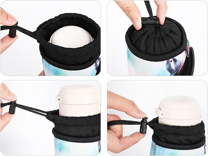 Nuovoware Water Bottle Carrier Bag,25oz/40oz/64oz Bottle Pouch Holder,Adjustable Shoulder Hand Strap 2 Pocket Sling Neoprene Sleeve Sports Accessories for Hiking Travelling Camping
