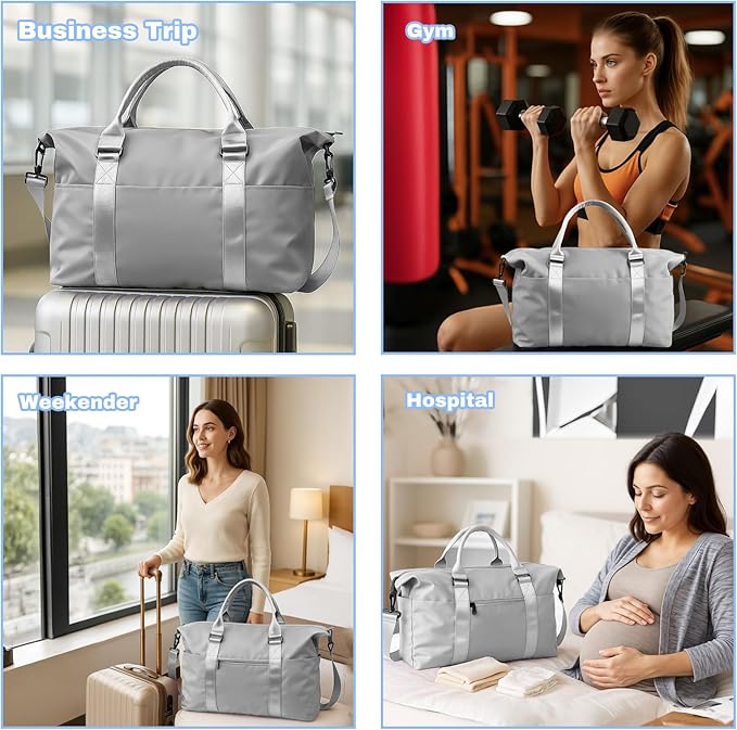 Weekender Duffel Bags for Women, Travel Totes Bag for Airplane Essentials, Overnight Bags for Women with Trolley Sleeve, Large Carry On Hospital Bag for Labor and Delivery, Sport, Gym
