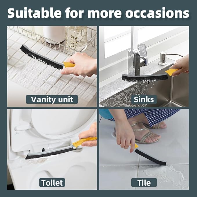 TQRR Toilet Brush, 2 Pcs Bathroom Cleaning Brush, Toilet Scrubber, Deep Toilet Bowl Brush with Hanging Hole, Multifunctional Gap Cleaning Brush, Bristles for Kitchen Sinks, Tub,Shower (6, Yellow)