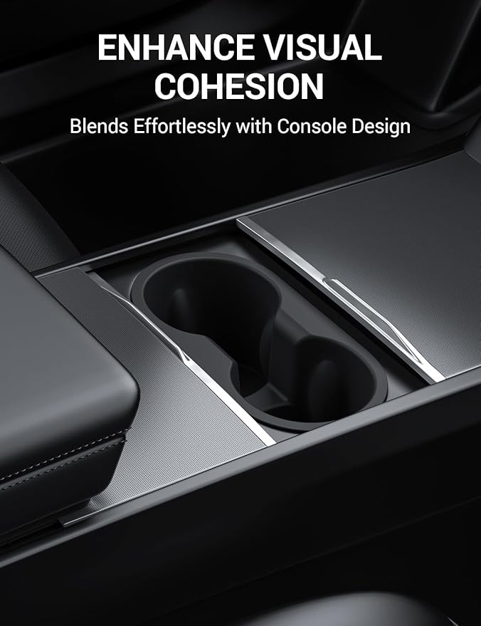 Motrobe Cup Holder Insert for 2025 2026 Tesla Model Y Juniper 2024 2025 2026 Model 3 Highland Anti-Shake Silicone Console Cupholder Tesla Accessories (Standard/Premium/Performance)