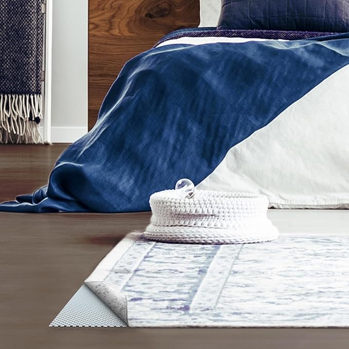 Veken 3x5 Ft Rug Pad Gripper for Hardwood Floors, Non Slip Grey Blue Rug Pads for Area Rugs, Thick Rug Grippers for Tile Floors, Under Carpet Anti Skid Mat, Keep Your Rugs Safe and in Place