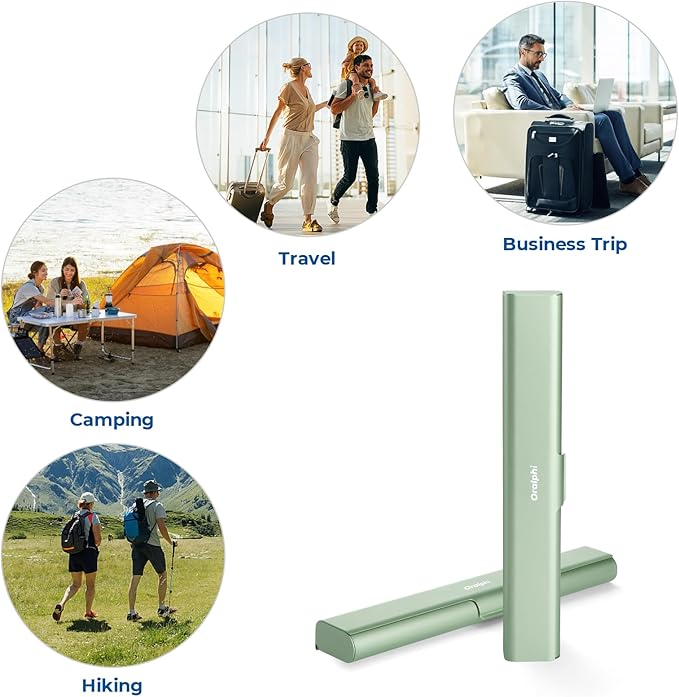 Aluminum Toothbrush Travel Case, Portable Travel Toothbrush Holder, Durable Manual Toothbrush Box Container for Traveling, Bathroom, Camping, Business Trip-Green