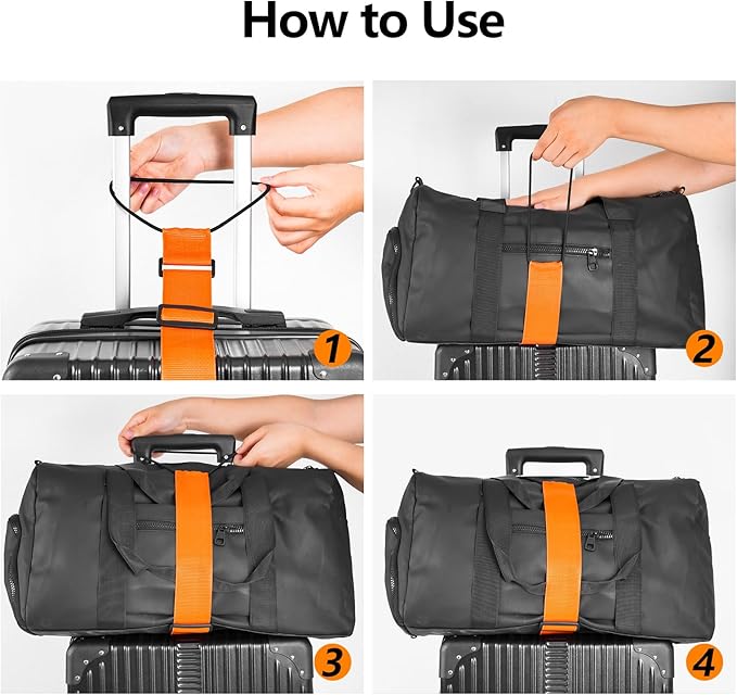 BILIONE Add a Bag Luggage Straps 4 Pack, Adjustable Bungee Elastic Belt to Connect Two Suitcases, Secure Carry On & Travel Essentials (Green)