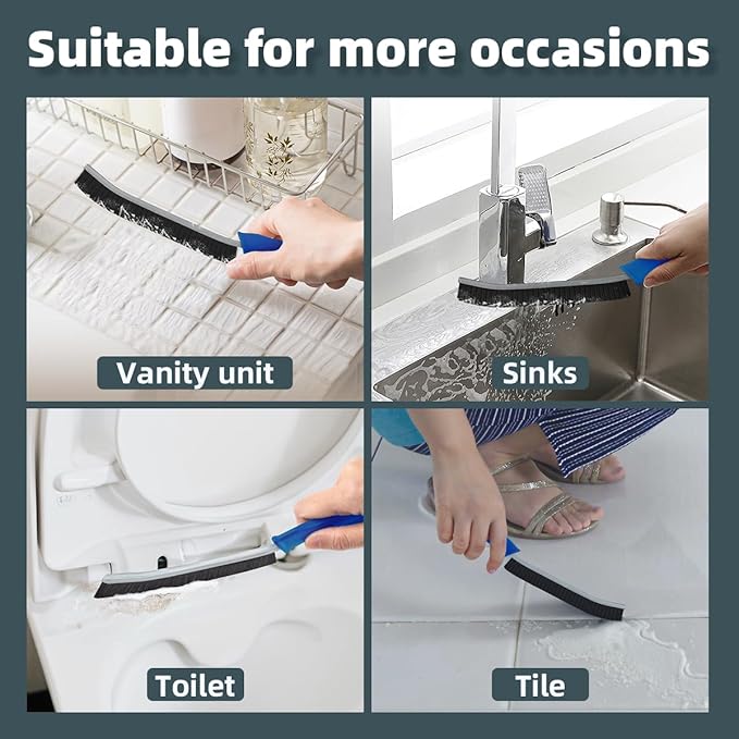 TQRR Toilet Brush, 2 Pcs Bathroom Cleaning Brush, Toilet Scrubber, Deep Toilet Bowl Brush with Hanging Hole, Multifunctional Gap Cleaning Brush, Bristles for Kitchen Sinks, Tub,Shower (2, Navy Blue)