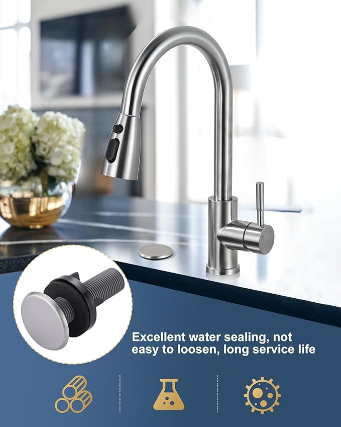 ARCORA Kitchen Sink Hole Cover: Premium Faucet Hole Plate Stopper Plug, Countertop Extra Hole Plastic Cap for Soap Dispenser Sprayer Tap, Brushed Nickel