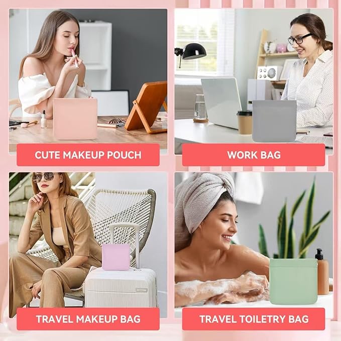 6PCS Small Makeup Bag for Purse,Waterproof Leather Portable Mini Makeup Bag,Snap Closure Organizer Pouch for Coin Cards Jewelry Lipstick Cosmetic Accessories,Small Travel Kit Storage Pouch