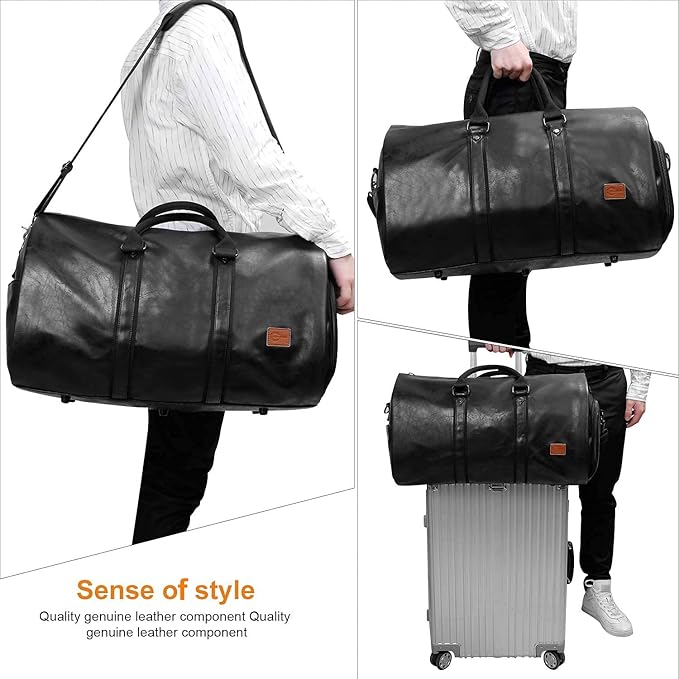 seyfocnia Convertible Travel Garment Bag, Carry-on Garment Duffel Bag for Men Women - 2-in-1 Hanging Suitcase Suit Business Travel Bag