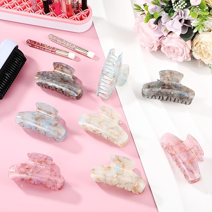 8 Pcs Large Acrylic Hair Claw Clips for Women Cute Non-slip Strong Hold Jaw Clamps Accessories for Thick Thin Hair (Bright Color)