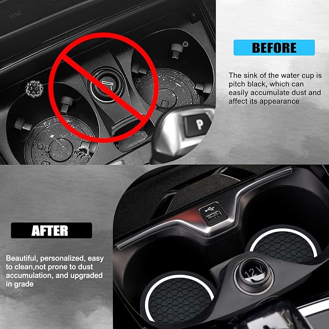 4PCS Car Cup Holder Coasters, 2.75 Inch Non-Slip Insert Cup Holder Pad, Dustproof Automotive Interior Accessories Mat, Universal for Trucks, Vehicles, RVs and More (Black/White)
